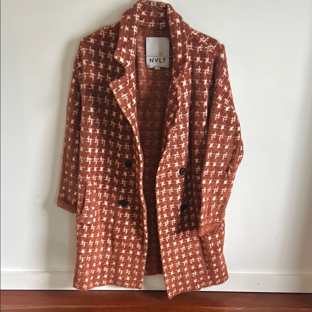 NVLT Women's Rust Houndstooth Coat